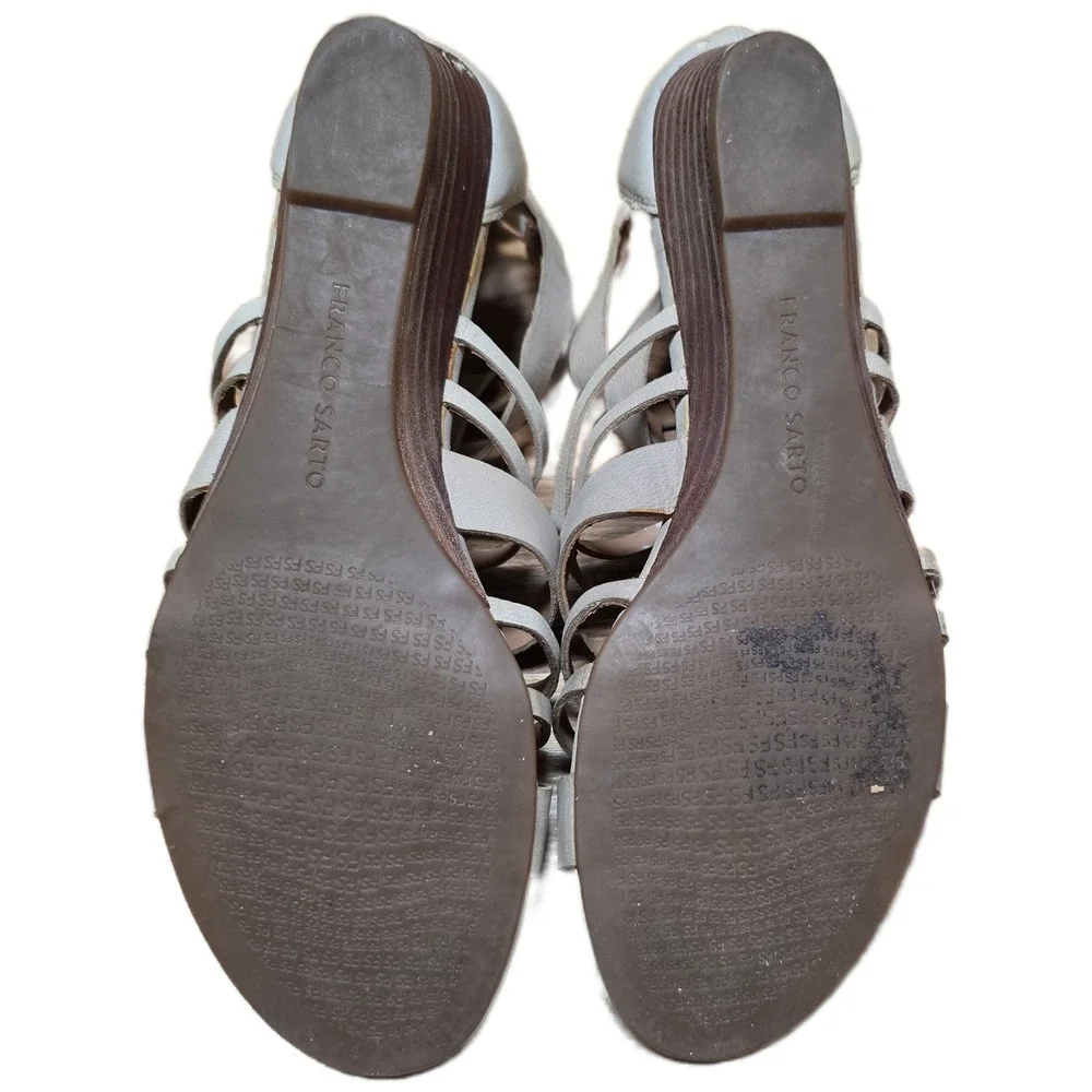 Franco‎ Sarto Uzeta Gladiator Wedge Sandals Women's Size 7.5 Beige Leather